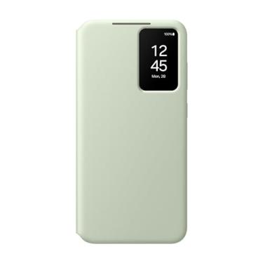 Imagem de Samsung Capa para celular Galaxy S24+ Plus S-View, capa protetora com tela pequena inteligente, controle de toque de dedo, design fino, bolso para cartão, versão americana, EF-ZS926CGEGUS, verde claro