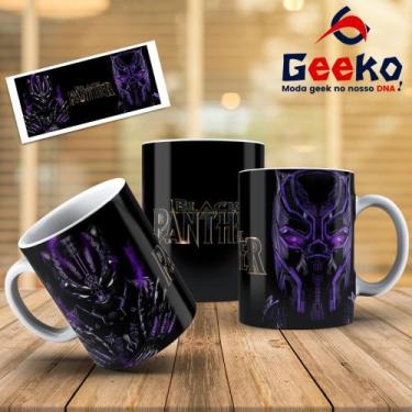 Imagem de Caneca Black Panther Pantera Negra Wakanda Forever Geeko, Branco, 325m