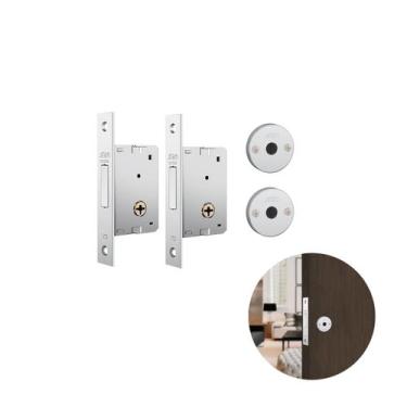 Imagem de Fechadura Treta Auxiliar Em Inox Redonda Para Porta Residencial Pivota