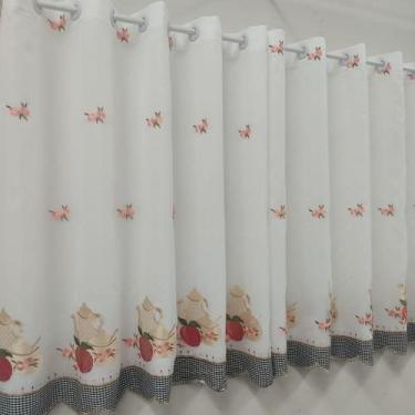 Imagem de Cortina Meia Parede Sofisticada Voil Bordado Forrada Luxo 3,00x1,50 - 