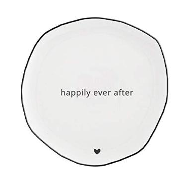 Imagem de Pratos de bolo de casamento, Happily Ever After, cerâmica branca, para recepção, 18 cm