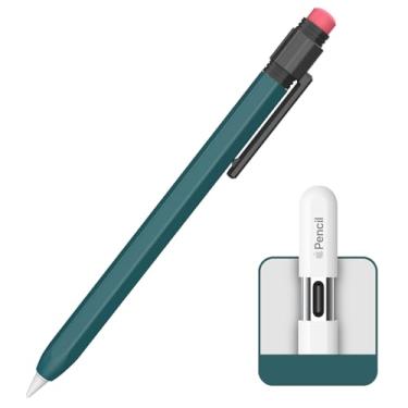 Imagem de TRONWIN Capa para Apple Pencil USB-C, capa protetora de silicone com aderência perfeita, design clássico com clipe resistente compatível com Apple Pencil usbc 3ª geração (verde escuro)