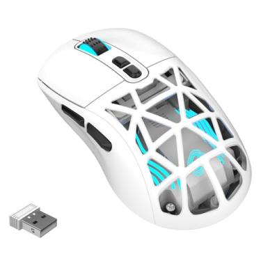 Imagem de FD Mouse para jogos sem fio, mouse macro programável RGB recarregável, 10.000 DPI, Tri-Mode 2.4GHz/BT 5.0 com fio, bateria embutida de 3,7 V 500 mAh para laptop, desktop, PC, MacBook Chromebook -