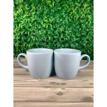 Imagem de Conjunto 2 Canecas De Porcelana Simples Azul 310ml Casal - coisaria