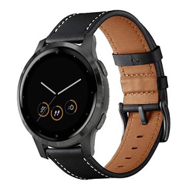 Imagem de Anrir Pulseiras femininas Garmin Vivoactive 4S, de couro geniue de 18 mm, para Garmin Venu 2S/Forerunner 255s/255s Music/Vivomove 3S de 39 mm, Fossil Gen 6/5E 42 mm/Gen 4 Q Venture HR - preta
