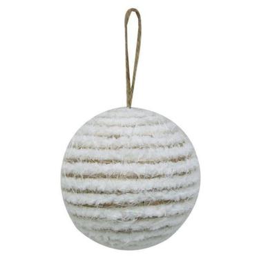 Imagem de Enfeite De Natal Bola Branca C/Alça Arvore/Mesa/Porta 15Cm