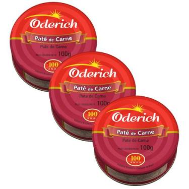 Imagem de Kit 3 Pate De Carne Oderich Enlatado 100g