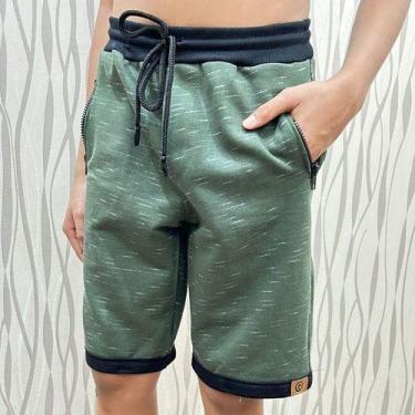 Imagem de Bermuda Moletinho Infantil Juvenil Menino Bolso Com Zíper - Paraíso do