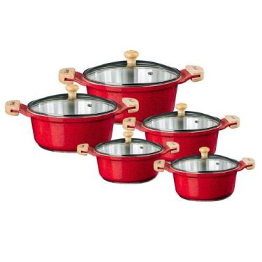 Imagem de Jogo de panelas aluminio fundido javali com tampa de vidro