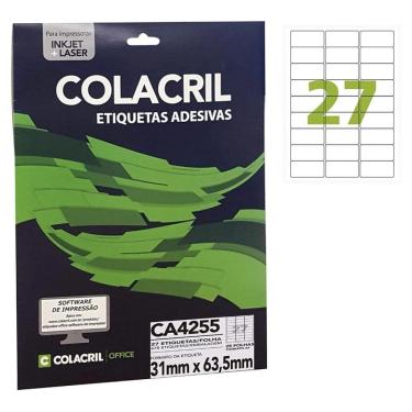 Imagem de Etiqueta Adesiva Colacril A4 Ca4255 31X63,5Mm C/675 C/25 Fls