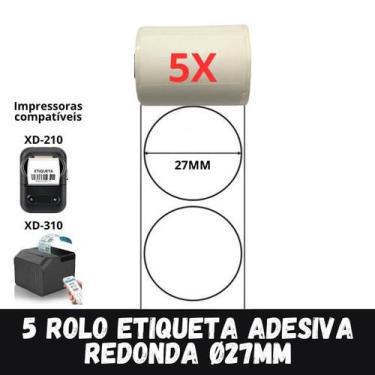 Imagem de 5 Rolo Etiqueta Térmica Adesivas 40x40 Redonda Xd-210 Xd-310 - Xd Mega