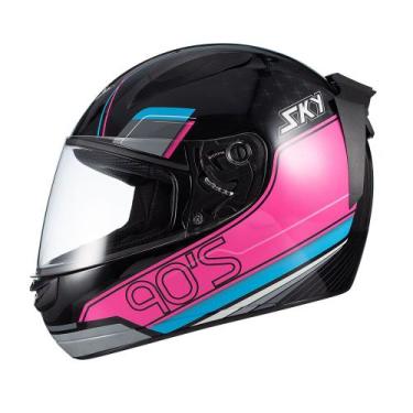 Imagem de Capacete urbano sky two anos 90, 62, Preto fosco azul, Rosa
