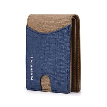 Imagem de VANNANBA Carteira masculina casual cowboy Air Tag, fina, dobrável de couro, minimalista, bolso frontal, bloqueio de RFID, carteiras duplas para homens, Marrom 02