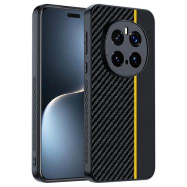 Imagem de HAO RIYLN Capa de fibra de carbono para Honor Magic7/Magic7Pro, capa ultrafina anti-impressão digital com proteção da câmera, capa à prova de choque, amarela, 7