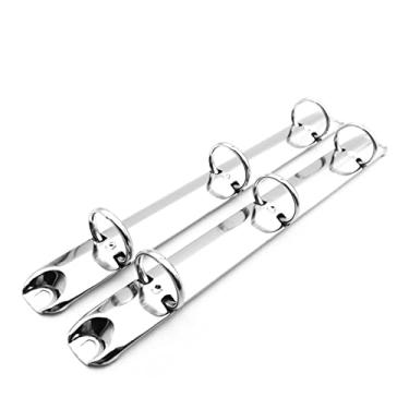 Imagem de Shuokecrafts 2 peças mecanismo de fichário de anel, 3 anéis redondos, tamanho A5, diâmetro interno do anel de 20 mm, sem reforços, prata