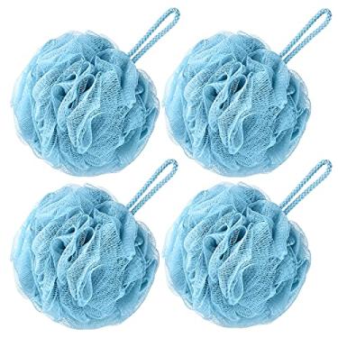 Imagem de VANZAVANZU Bath Loofah Large 80g Shower Sponge Body Scrubber Mesh Pouf for Men and Women, Set of 4 (Turquoise)