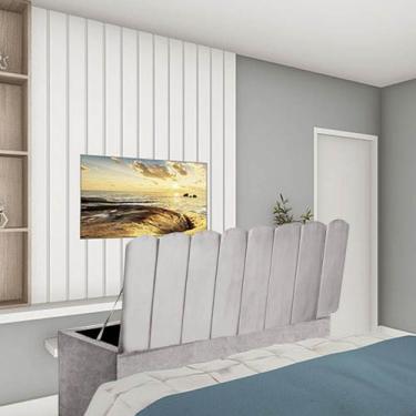 Imagem de Calçadeira Baú Recamier Solteiro 90CM Alanis Suede Cinza Claro - D A D