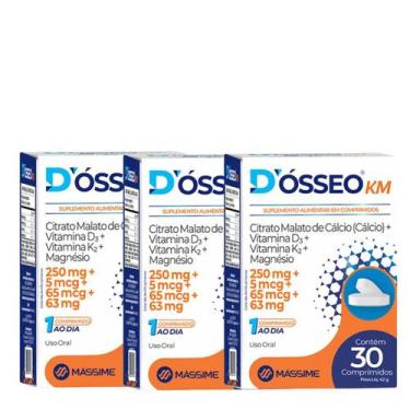 Imagem de KIT 3X-D'ósseo Km 30 cpr- Cálcio, Magnésio, D3 E K2 -Massime