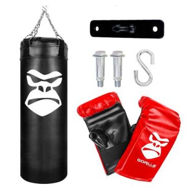 Imagem de Saco Pancada Profissional 100 Cm + Luva + Suporte - Gorilla, Único, Ve