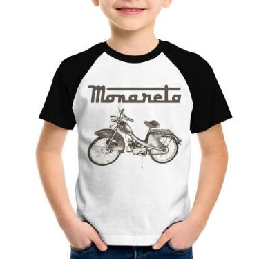 Imagem de Camiseta Raglan Infantil Ciclomotor Monareta - Foca na Moda, Branco, P