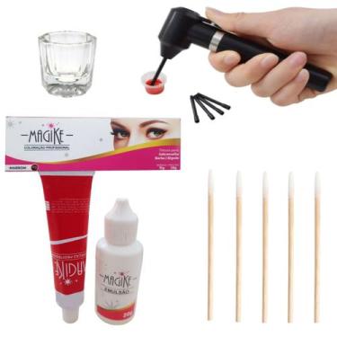 Imagem de Kit Tintura Sobrancelha Magike Emulsao 20ML Profissional Com Mixer Mis