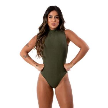 Imagem de Body Canelado Com Gola Alta Regata Feminino - blees, Verde, P