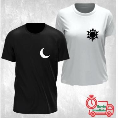 Imagem de Kit 2 Camisetas Casal Noite e Dia Lua e Sol Namorados - Bless Prints