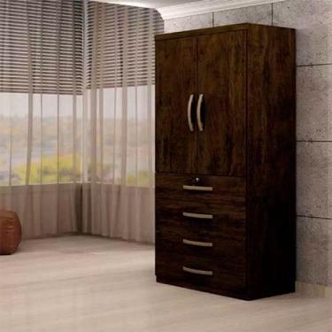 Imagem de Roupeiro Conjugado Maia Avelã 2 Portas 4 Gavetas Benetil - BENETIL MÓV