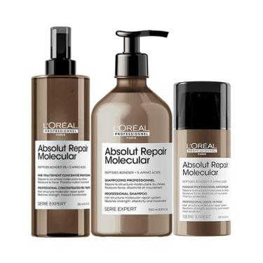 Imagem de Kit Absolut Repair Molecular Shampoo 500ml, Pré-Shampoo e Leave-in 100