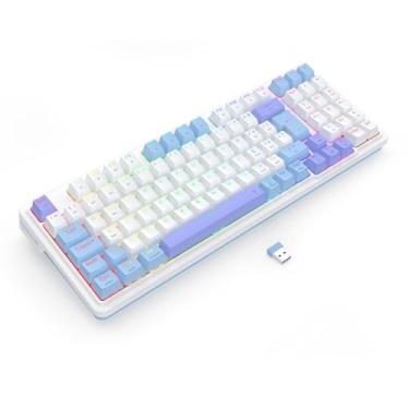 Imagem de Teclado Mecânico Gamer Redragon Gloria Pro RGB Branco e Azul compacto Switch Bumblebee