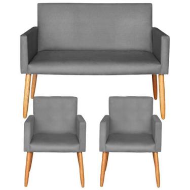 Imagem de Jogo 1 Namoradeira 2 Poltronas resistente para Recepção Sala pequena -