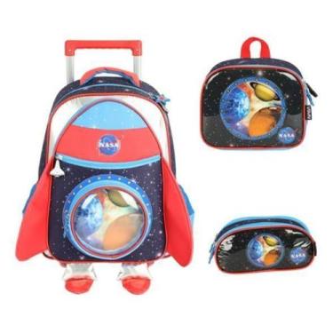 Imagem de Kit Mochila Carrinho Nasa Foguete Astronauta - Luxcel