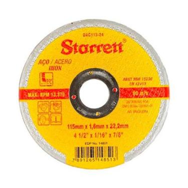 Imagem de Disco de Corte 4.1/2" Para Aço Inox DAC115-24 Starrett, Cinza Claro