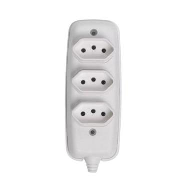 Imagem de Tomada em barra tripla 2pt 10a 250v cinza - ilumi