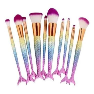 Imagem de Pincéis Cauda De Sereia Luxo Maquiagem Profissional 10 Pçs - OEM