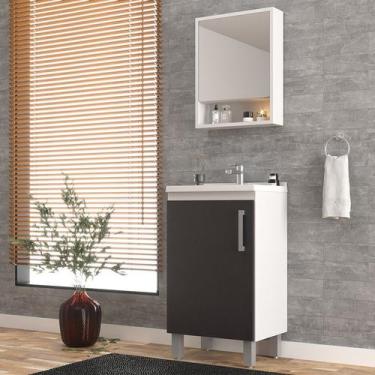 Imagem de Gabinete de Banheiro Kit 03 Peças 45cm com Espelho e Lavatório  Ref 45