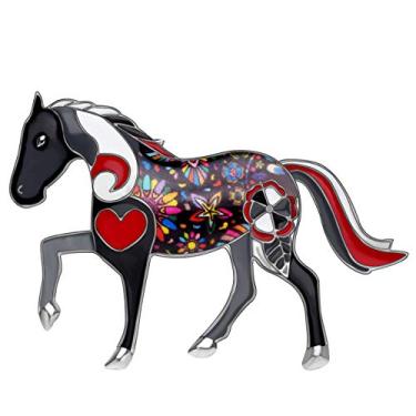 Imagem de DUOWEI Broche de cavalo de pônei de liga de zinco delicado animais fofos broche de lapela decoração de roupas mulheres jovens meninas joias pingentes presente, Metal Metal esmalte, arenito