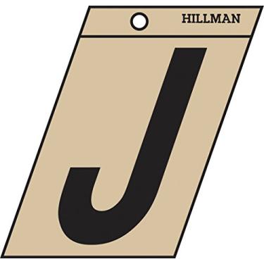 Imagem de Hillman 839418 Sinal autoadesivo com corte angular letra J 8,25 polegadas, ouro e preto Mylar, 9,5 x 7,5 cm 1 placa