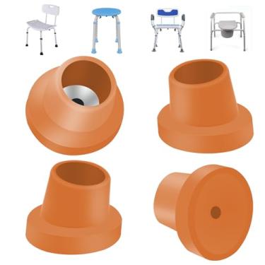 Imagem de 4 peças de pés de substituição para cadeira de banho, cadeira de chuveiro, tampas de perna, almofada de borracha resistente para cadeira de chuveiro, assento de banho, bancos de chuveiro (laranja, 3,5