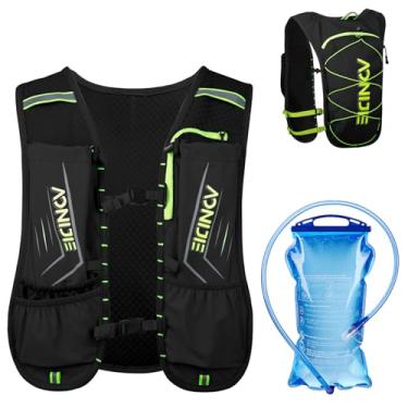 Imagem de Mochila de hidratação para corrida, colete, 5L para mulheres e homens, corrida, trilha, maratona, ciclismo, caminhada (preto com bexiga de água de 1,5L)