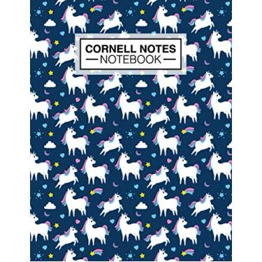 Imagem de Cornell Notes Notebook: Adorable Magical Unicorn with Rainbow Pattern Cover Notebook for High School College University Students