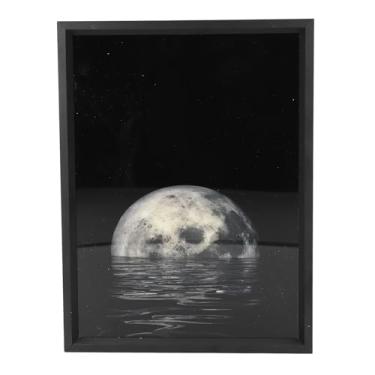 Imagem de Alto-falante Bluetooth Com Padrão de Lua Com Luz Noturna Suave, Som HiFi 3000K Alto-falante Com Pintura Decorativa para Quarto e Sala de Estar, 18 X 24 Cm (preto)