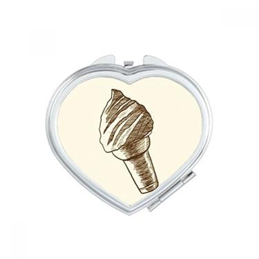 Imagem de Casquinha para esboçar à mão, sorvete, coração, espelhado, viagem, ampliação, portátil, bolso para maquiagem