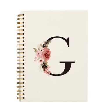 Imagem de OXW Caderno personalizado com letra G, caderno personalizado fofo para meninas da escola, presentes com monograma para mulheres, material escolar para meninas, presentes personalizados, caderno