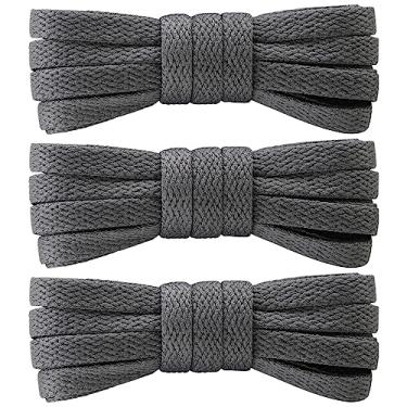 Imagem de PTERYBIRD 3 pares de cadarços planos para tênis, cadarços de 5/40.6 cm de largura, cadarços de substituição duráveis para Converse Air Force 1, Cinza escuro, 63″ ( 160 cm ) - 3 Pairs