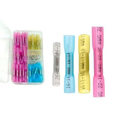 Imagem de Kit de Espaguete Isolante com Solda IP67 Termo Retrátil 65 Peças 4 Modelos. Conjunto Espaguete Retrátil para Fios com Caixa Organizadora Espaguete Termo Retrátil Isolante Para Automóveis e Eletrônicos