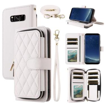 Imagem de Argyle Capa carteira para Samsung Galaxy S8 Plus com alça de pulso, alça de ombro, suporte de cartão de crédito, acessórios para celular para S8plus S 8 8plus 8S Edge S8+ SM-G955U mulheres meninas