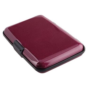 Imagem de BOHONG Mini carteira de alumínio para cartões de crédito, RFID, capa para cartão de crédito, capa de metal para identidade masculina e feminina, Vermelho escuro, Small, Moderno