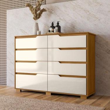 Imagem de Cômoda Moval Georgia 8 Gavetas, Freijo/Off White