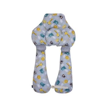 Imagem de Travesseiro Protetor de Corpo Anatômico Ninho Bebê 2 em 1 Dupla Face Safari Cinza